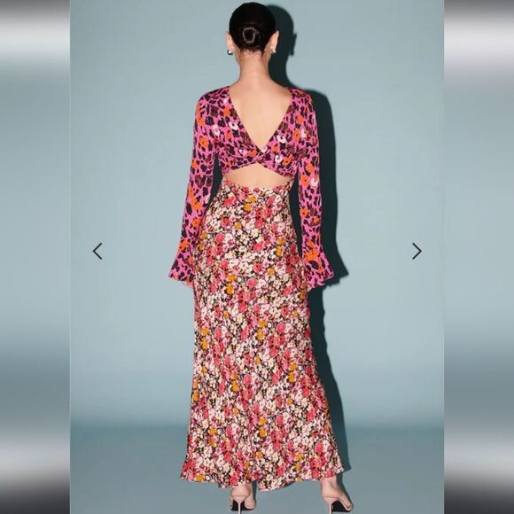 SAYLOR Delphine Abstract Print Satin Dress - Picture 3 of 12